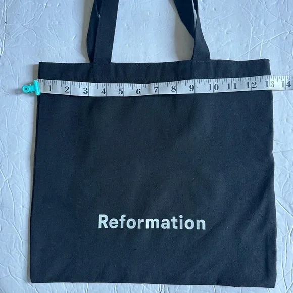 Reformation Women’s Black Cotton Small Tote with White Logo- Size 13x12 - Picture 6 of 7